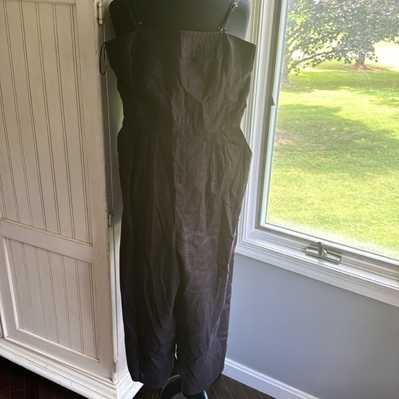 J Crew Cropped Pleated‎ Linen Zipper Backed Jumpsuit - Picture 1 of 11